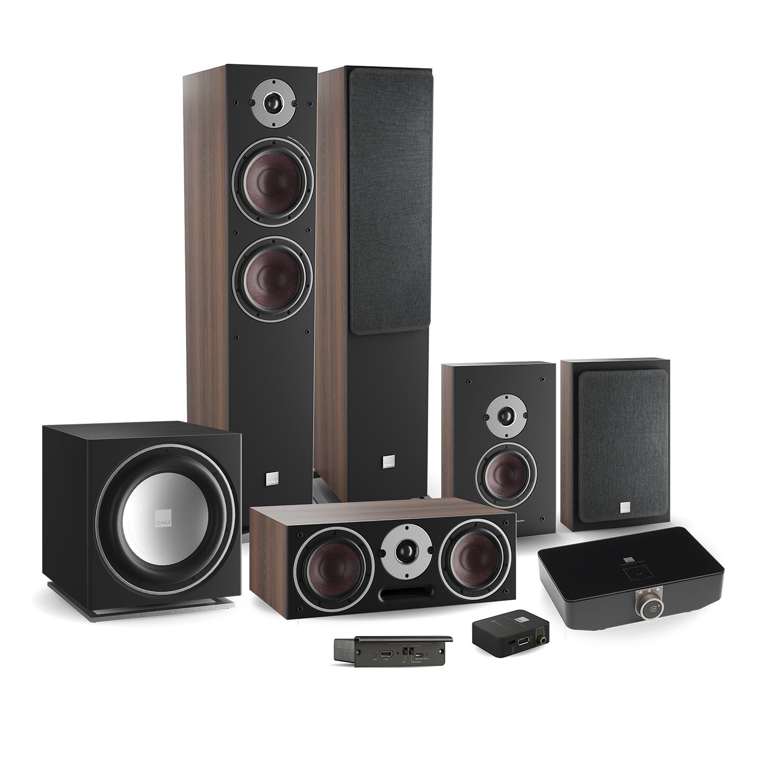 DALI OBERON 7 C + SUB E-12 F - 5.1 Langaton surround - 5 vuoden jäsentakuu HiFi-tuotteille