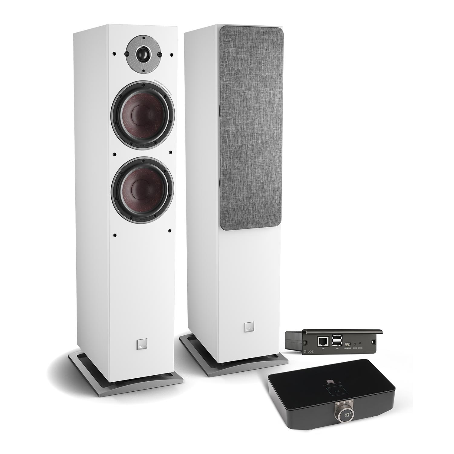 DALI Oberon 7C + Soundhub + BluOS Golvhögtalare – Aktiv